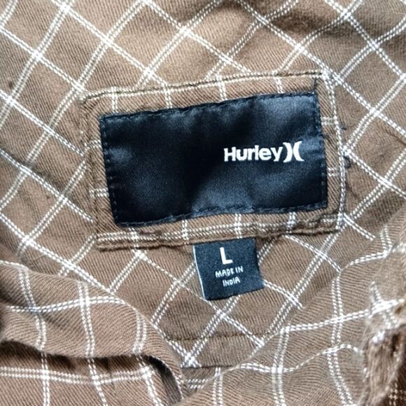 Hurley Shirt Mens Large Plaid/Check Button Down/Front Long Sleeve 100% Cotton - Picture 3 of 11